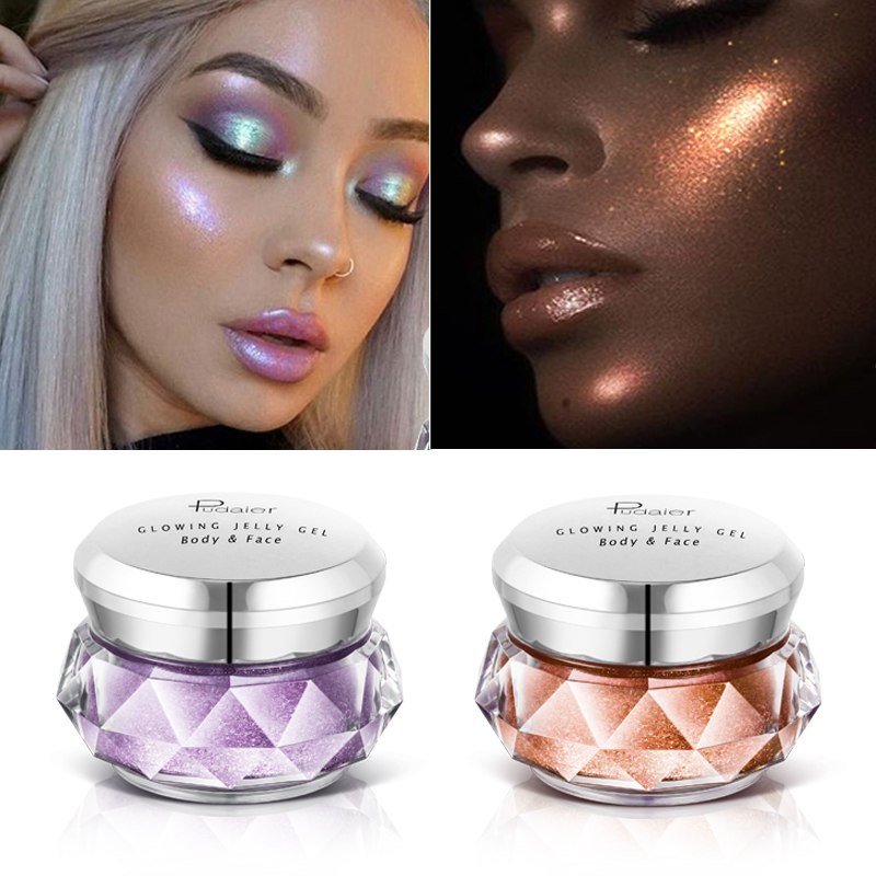 Gesicht Highlighter Jelly Gel Meerjungfrau Lidschatten Glow Körper Glitter Festival Make-Up Iluminador Gold Flüssigkeit Highlighter Bronzer