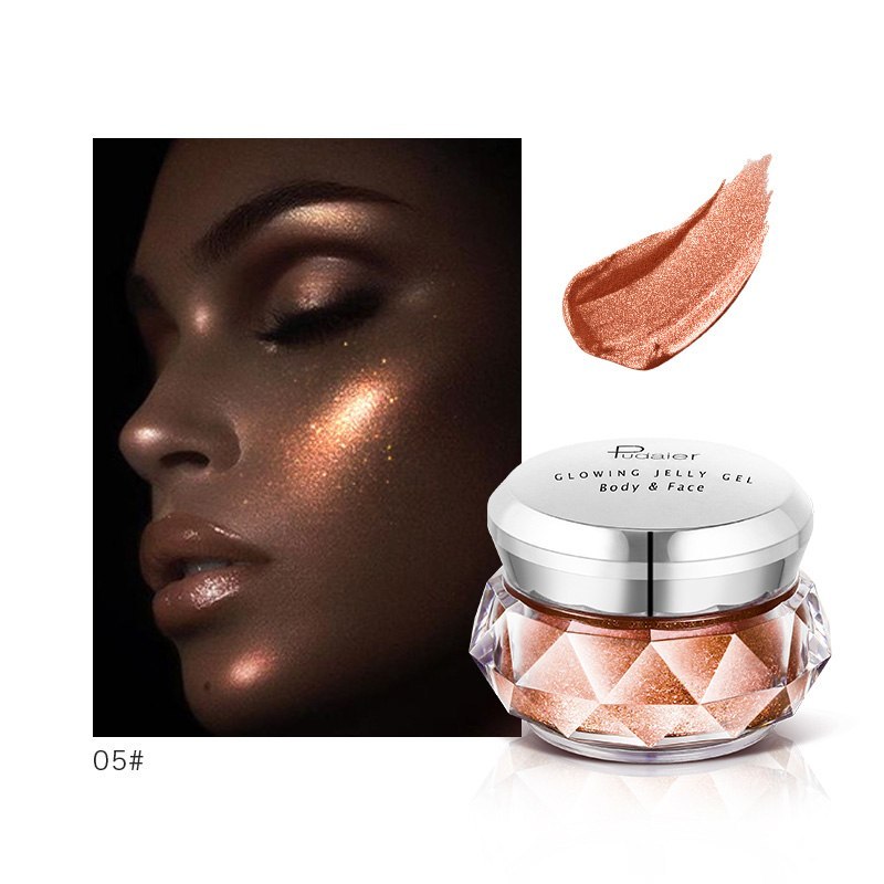 Gesicht Highlighter Jelly Gel Meerjungfrau Lidschatten Glow Körper Glitter Festival Make-Up Iluminador Gold Flüssigkeit Highlighter Bronzer