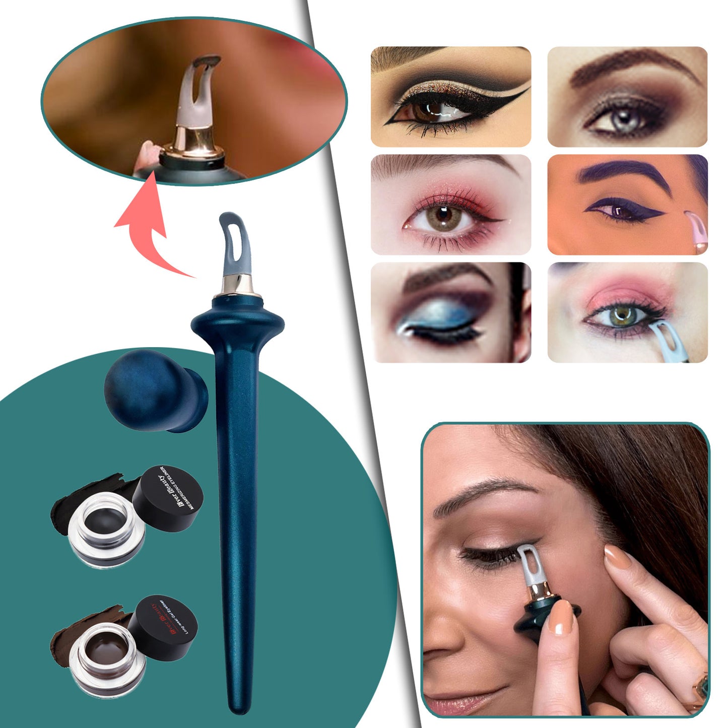 No-Skip Eyeliner Wiederverwendbare Silikon-Eyeliner-Führungswerkzeuge Eyeliner-Gel-Stift-Set